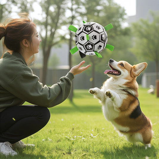 Dog Toy Ball for Teeth Cleaning and Durable Chewing Dog Soccer Ball for Outdoor Use