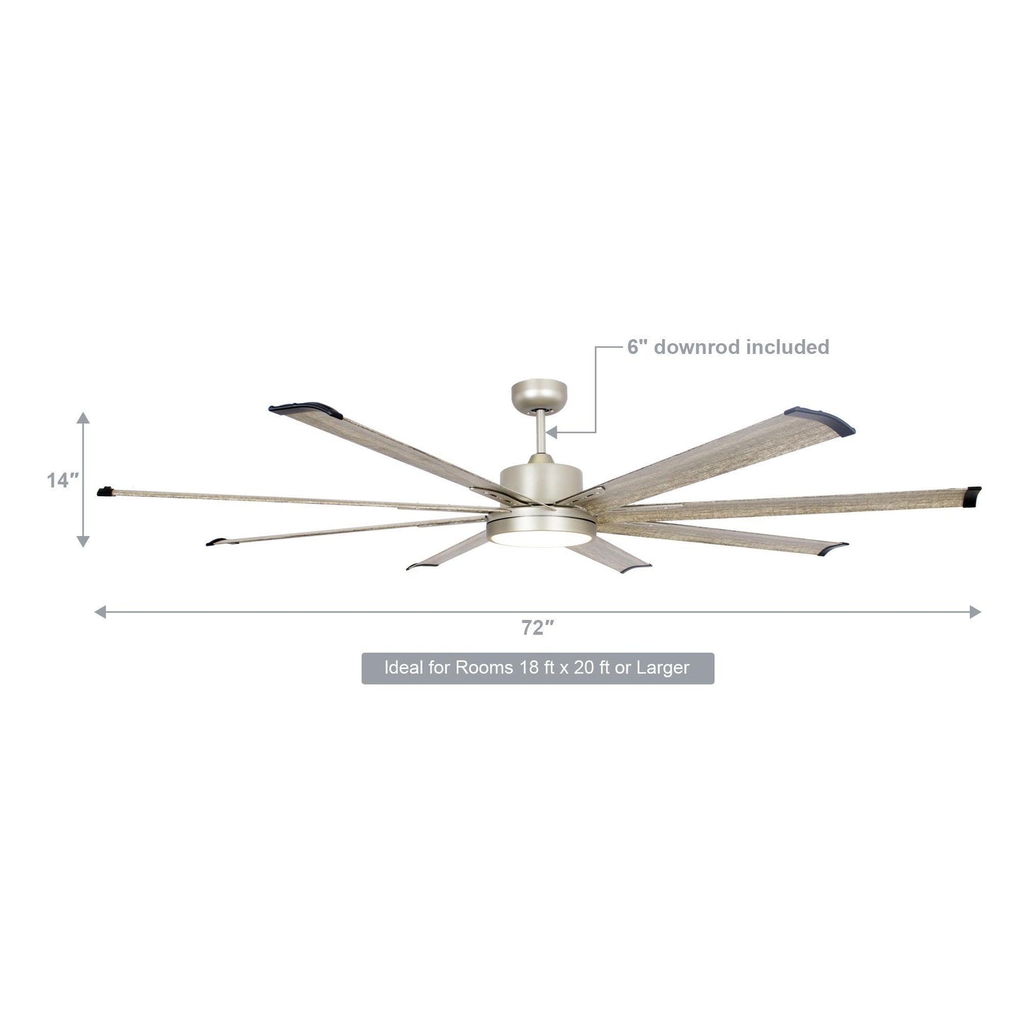 72" Bankston Integrated Led Indoor Nickel Standard Ceiling Fan With Remote Control And Light Kit Included