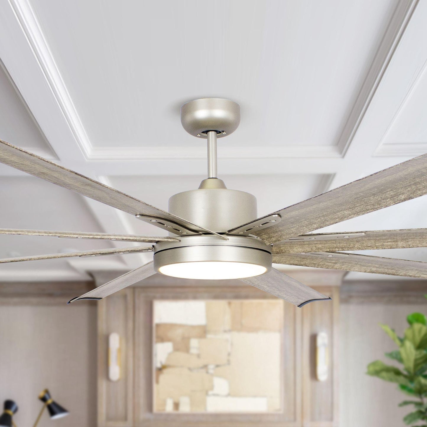 72" Bankston Integrated Led Indoor Nickel Standard Ceiling Fan With Remote Control And Light Kit Included