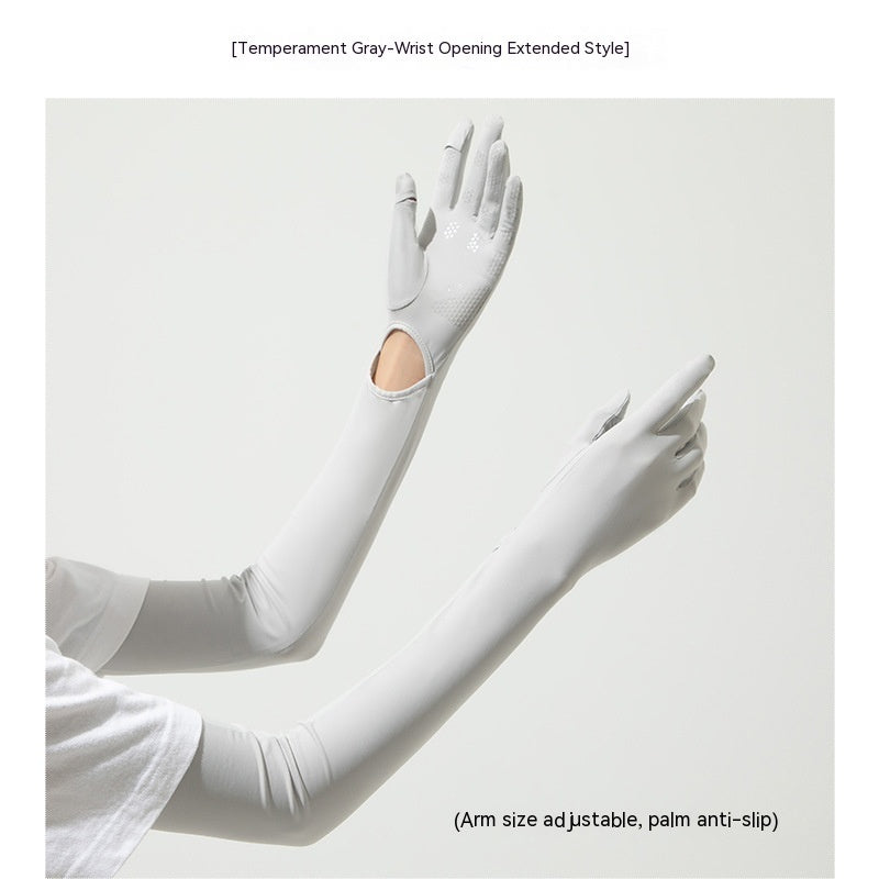 Nylon Ice Silk Long Sun Protection Gloves