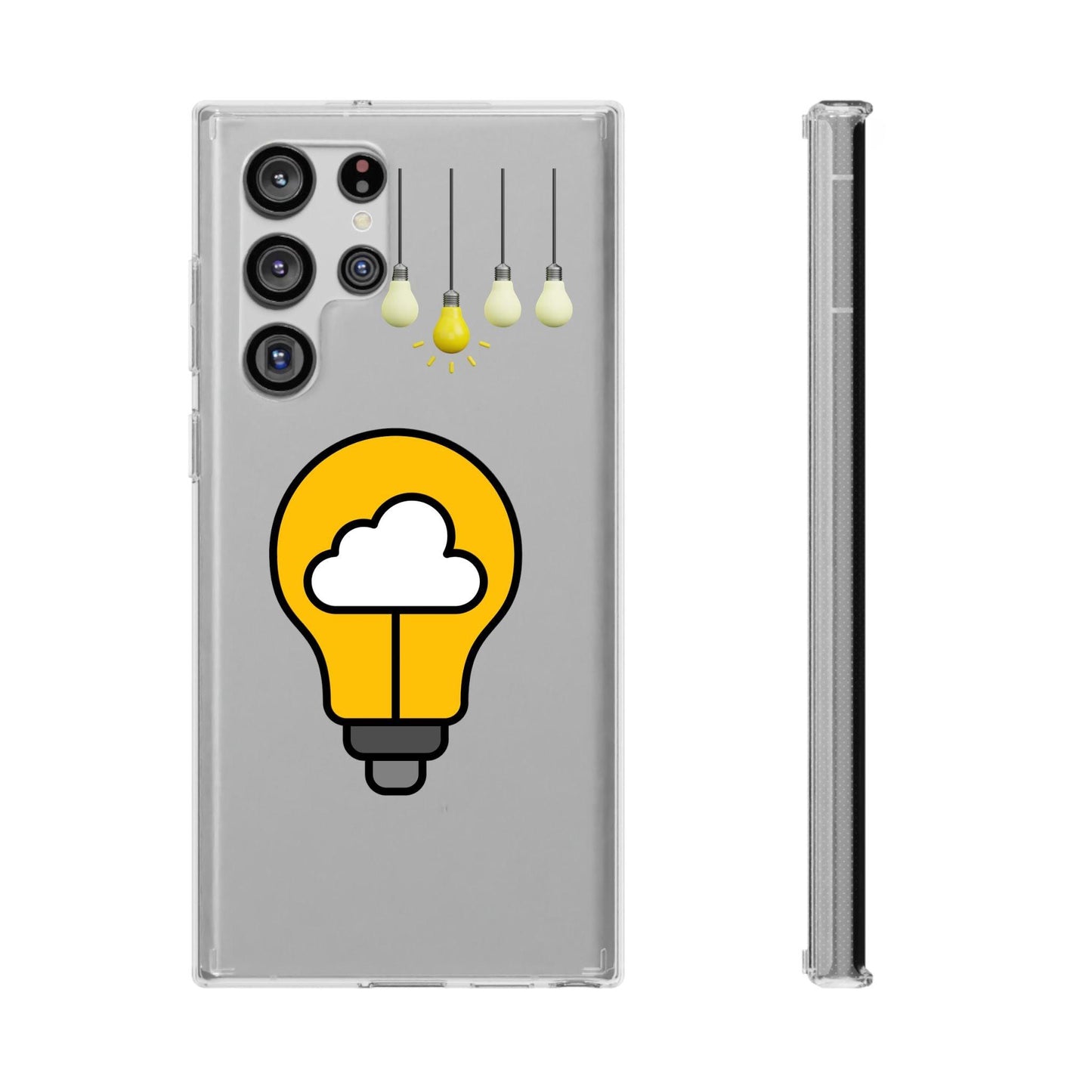 Clear Cases Bulbs with Light Representing Ideas
