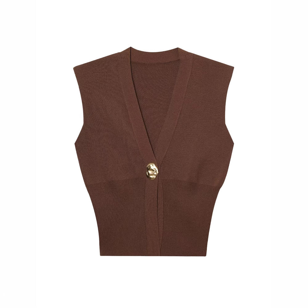 Elegant Casual Commuting Vest V-neck Tank Top for Women withDesign Sense