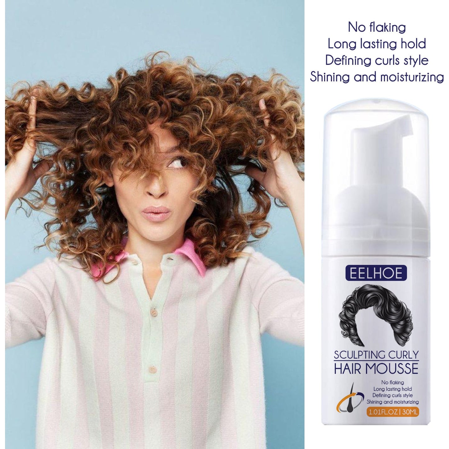 Elastin, Anti-Frizz Curly Hair Volumizing Natural Fluffy Moisturizing Styling Perm Care Style