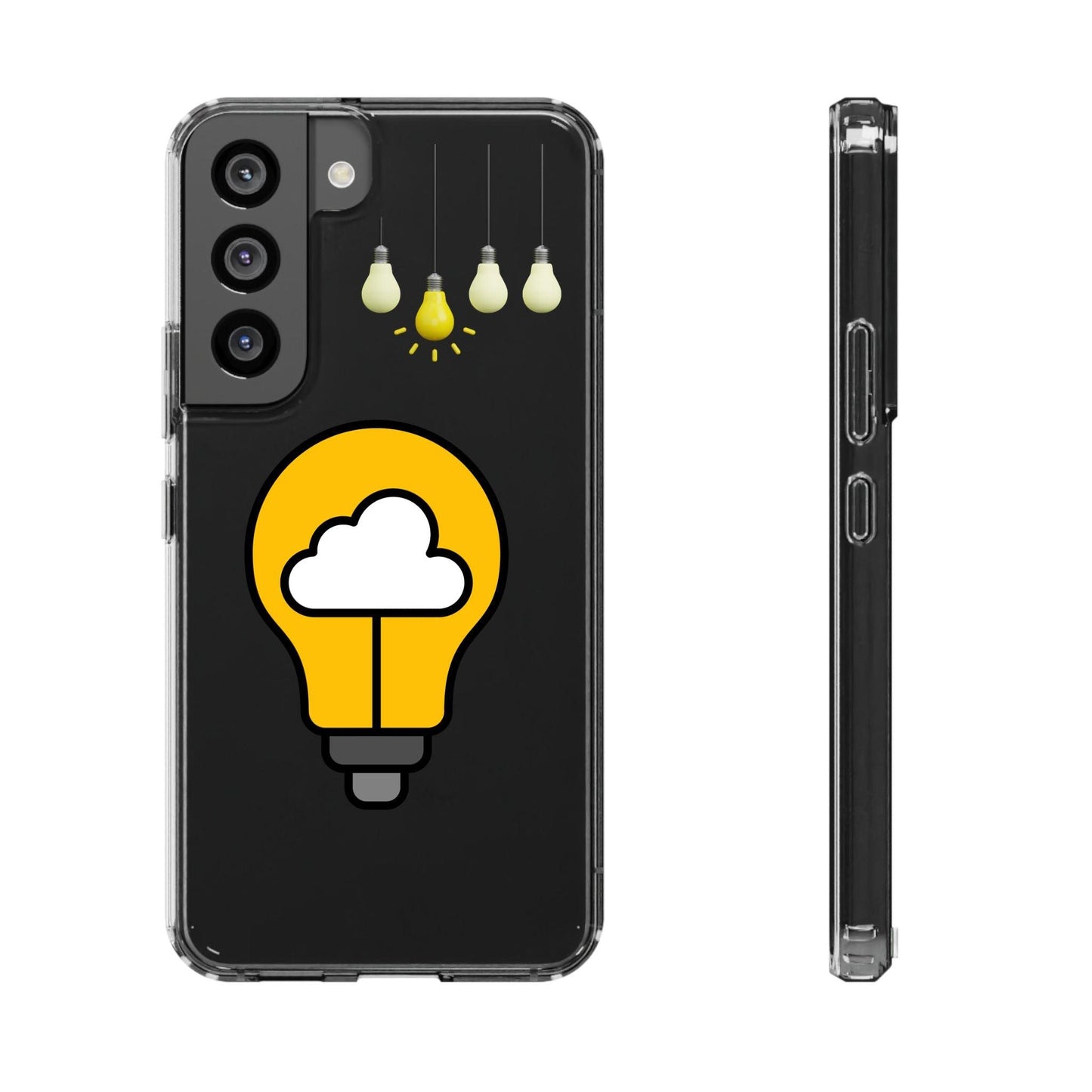 Clear Cases Bulbs with Light Representing Ideas