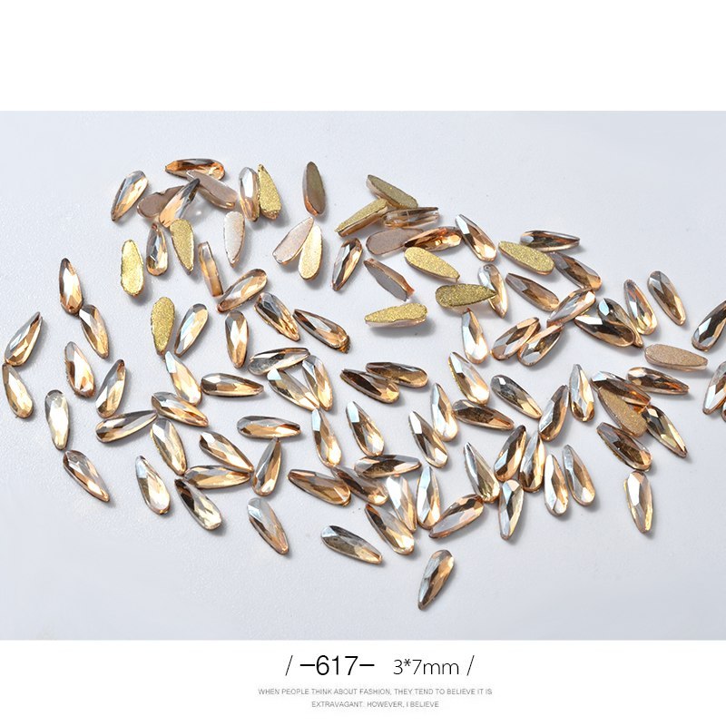 10Pcs Long Water Drop Rhinestone Nail Decor