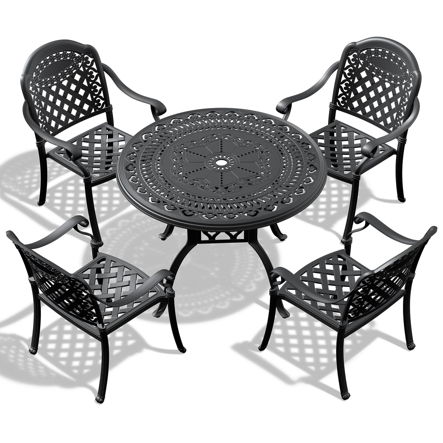 (Cushions In Random Colors)5-Piece Set Of Cast Aluminum Patio Furniture With Cushions
