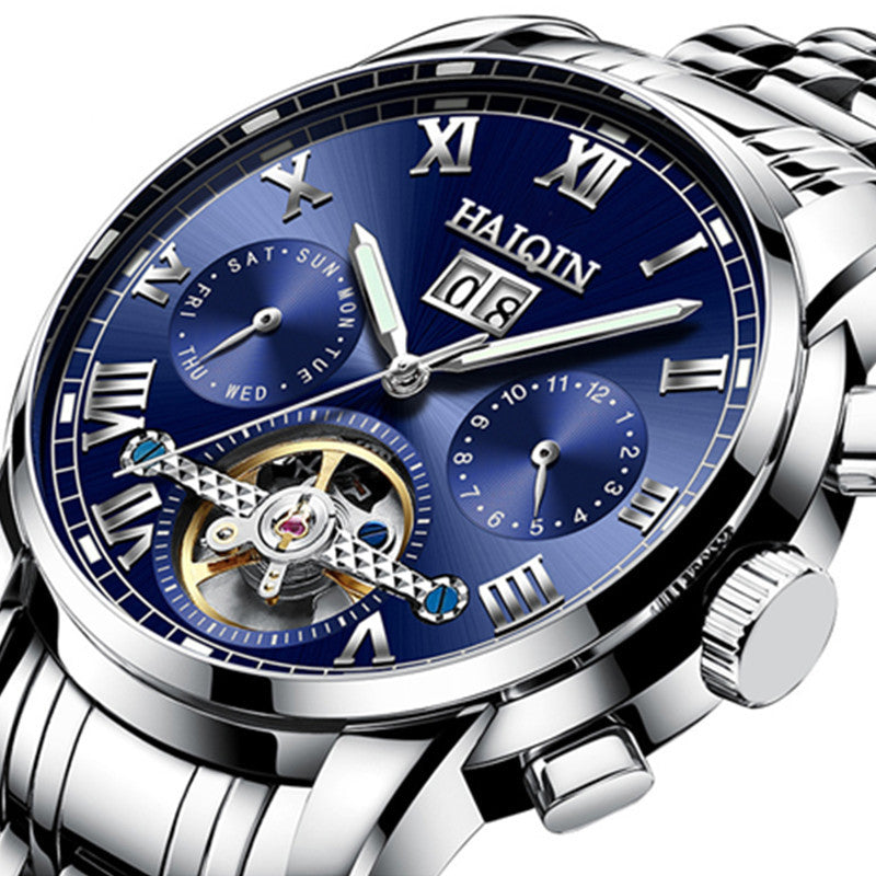 Men's Fashion Luminous Waterproof Skeleton Tourbillon Watch