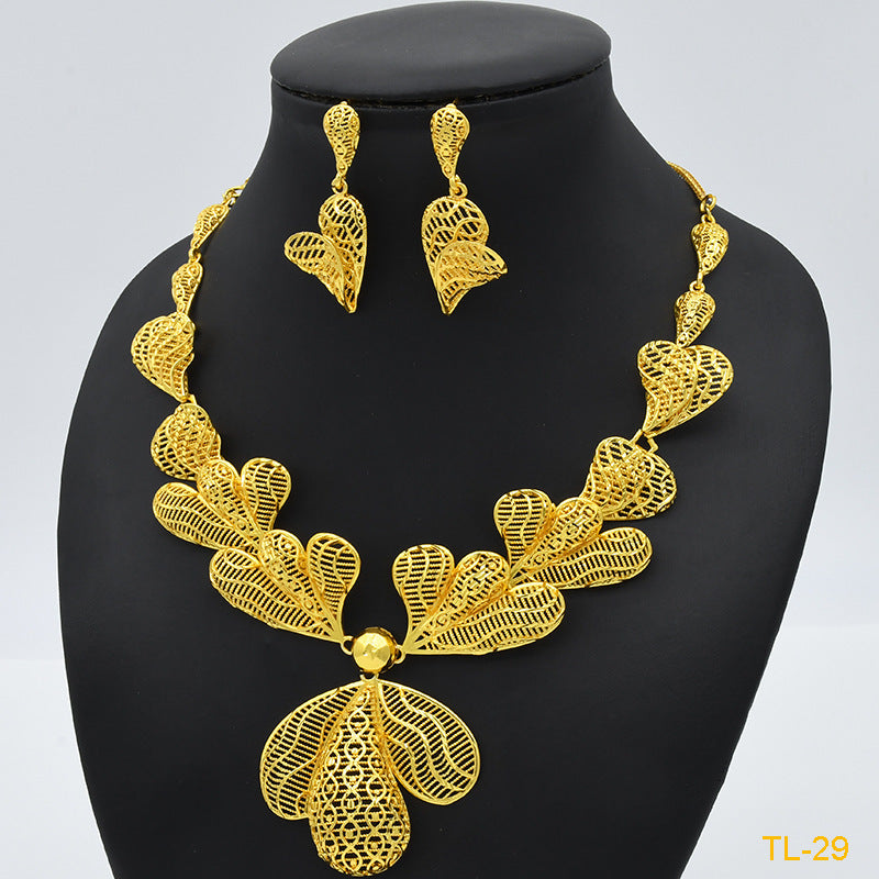 Gold Flower Jewelry Set