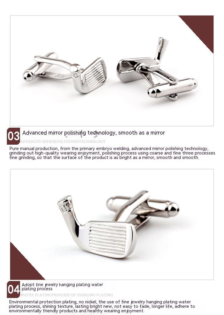 Golf Racket Shape Metal French Shirt Cufflinks
