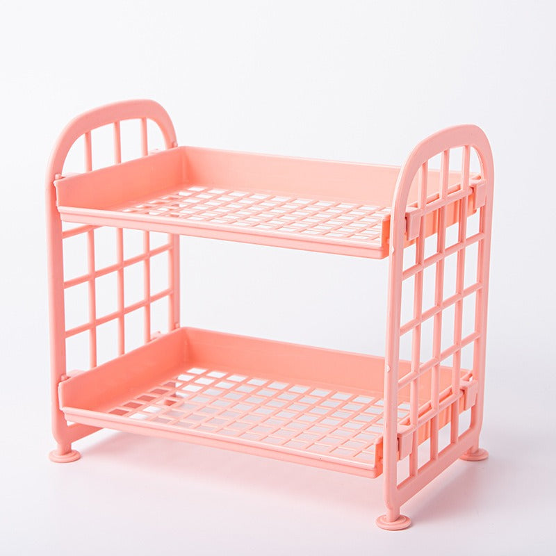 Double Storage Rack Kitchen Small Shelf Desktop Storage Rack Bathroom Sink Plastic Organizing Rack