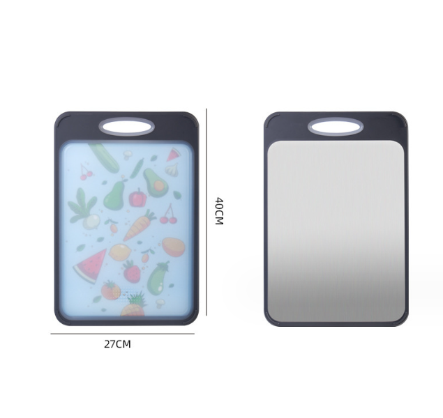 Double-Sided Cutting Board 2-in-1 304 Stainless Steel And PP Chopping Board For Fruit Vegetables Meat Kitchen Cutting Board