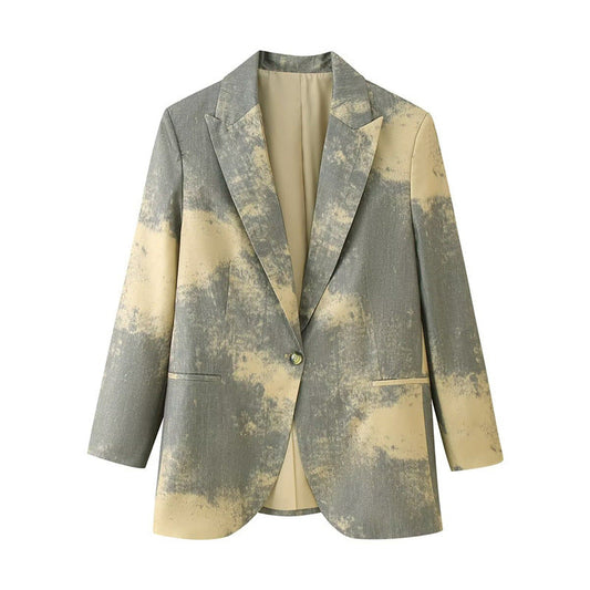 Elegant Printed Long Sleeve Blazer with Style for Women