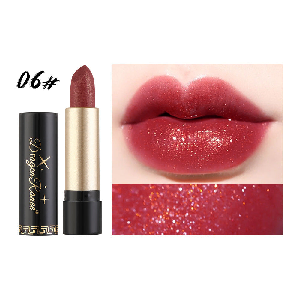 Gilt Pearlescent Dragon Fruit Peach Pink Lipstick Slightly Flashing Lipstick Moisturizing And Shining With Fine Flashing Bean Paste Mermaid