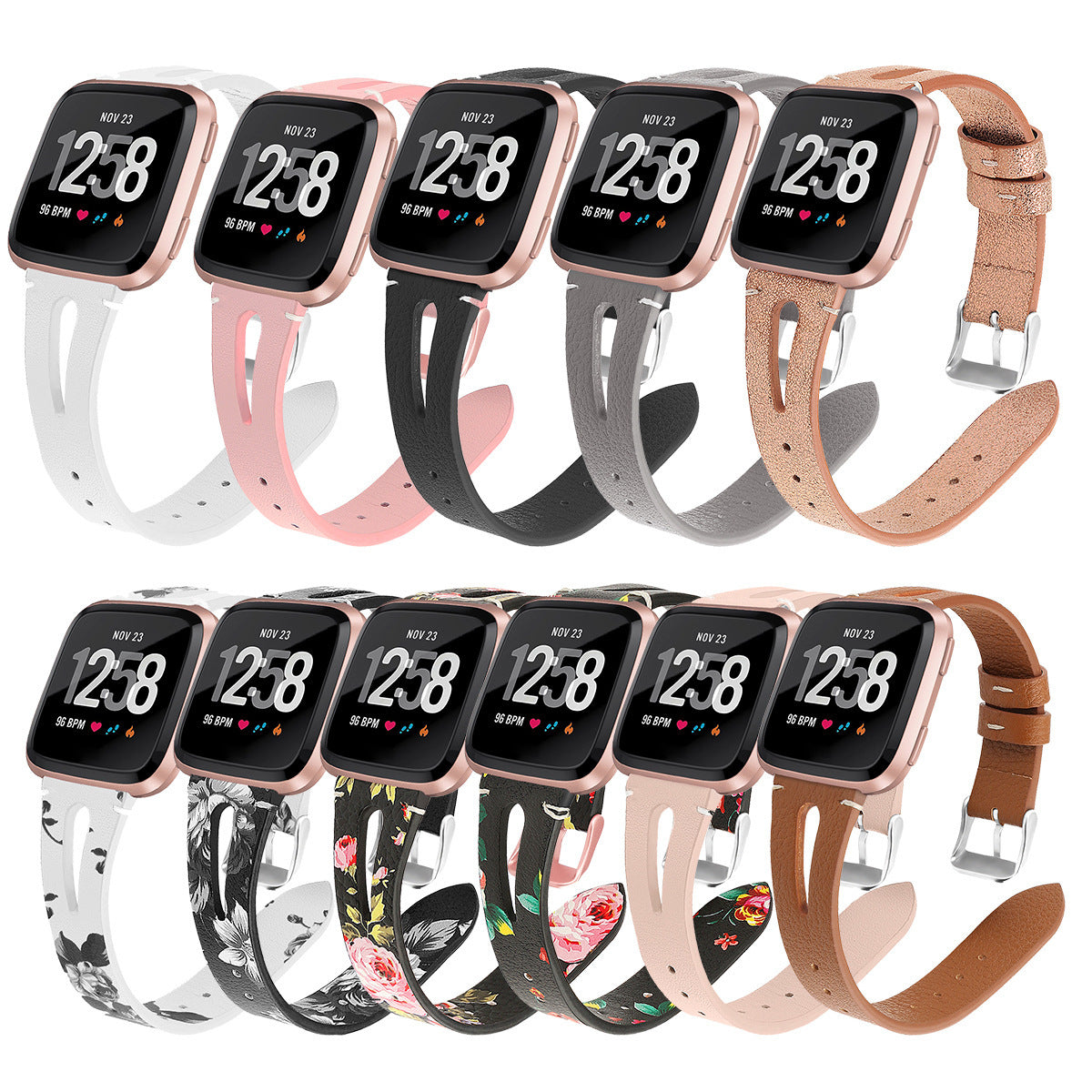 Printed Leather Band with Perforated Cowhide