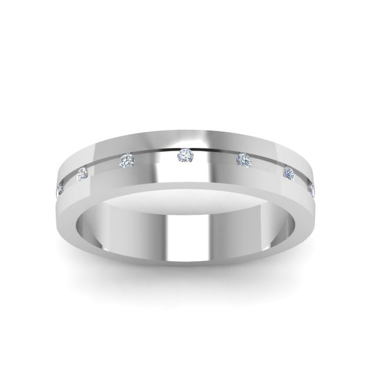 7 MM Flat Diamond Mens Wedding Band