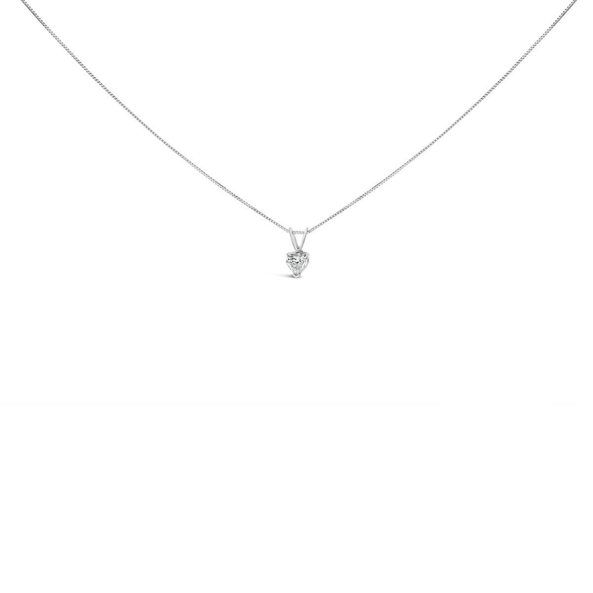 14K White Gold 1/5 Cttw 3-Prong Set Heart Shaped Solitaire Lab Grown Diamond 18" Pendant Necklace (F-G Color, VS2-SI1 Clarity)