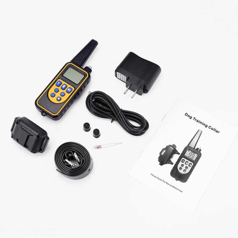 Dog training supplies - bark control device. The collar features electric shock and vibration for training.