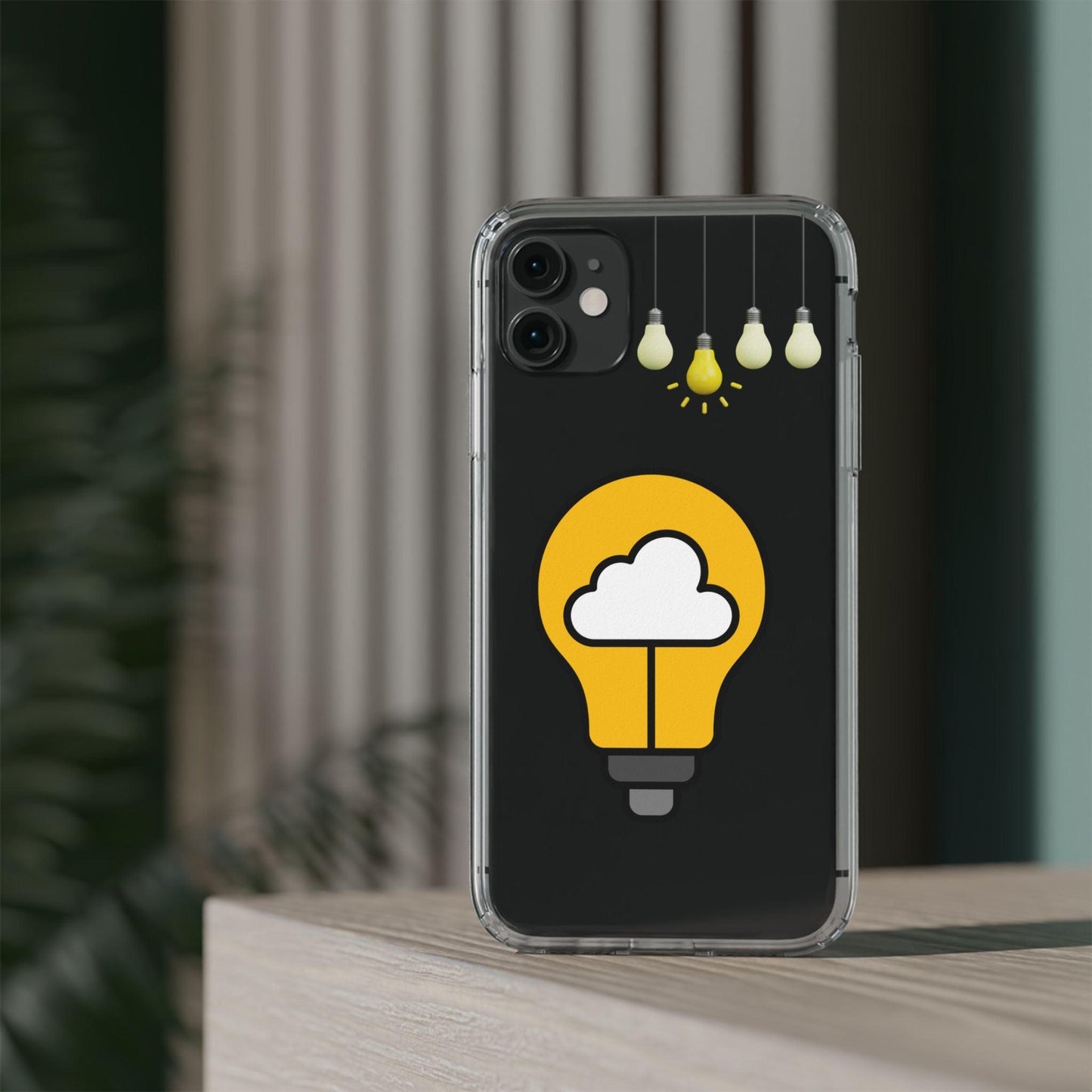 Clear Cases Bulbs with Light Representing Ideas