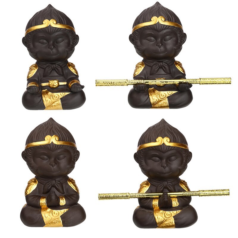 Chinese Purple Clay Tea Set, Monkey King Decor