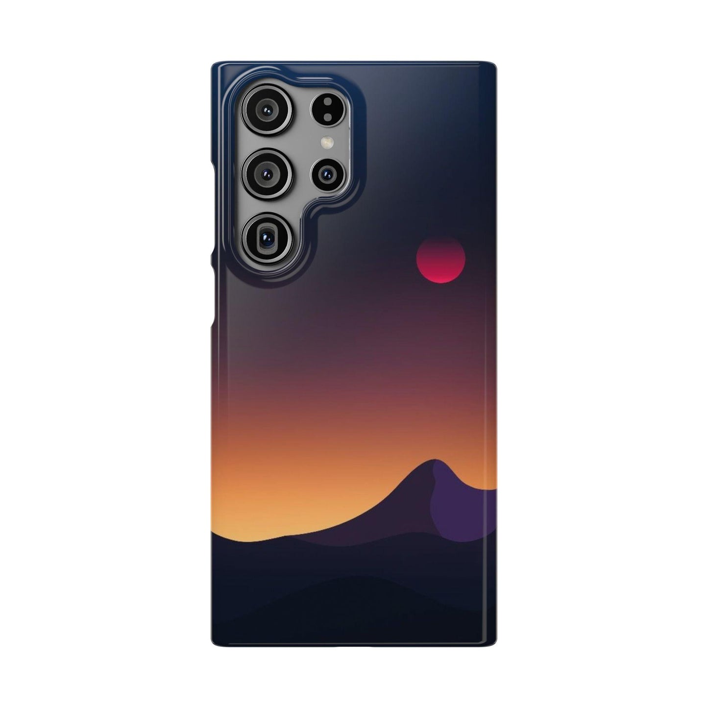 Samsung Soft Silicon Case with Minimalist Sunset Mountain Landscape Design