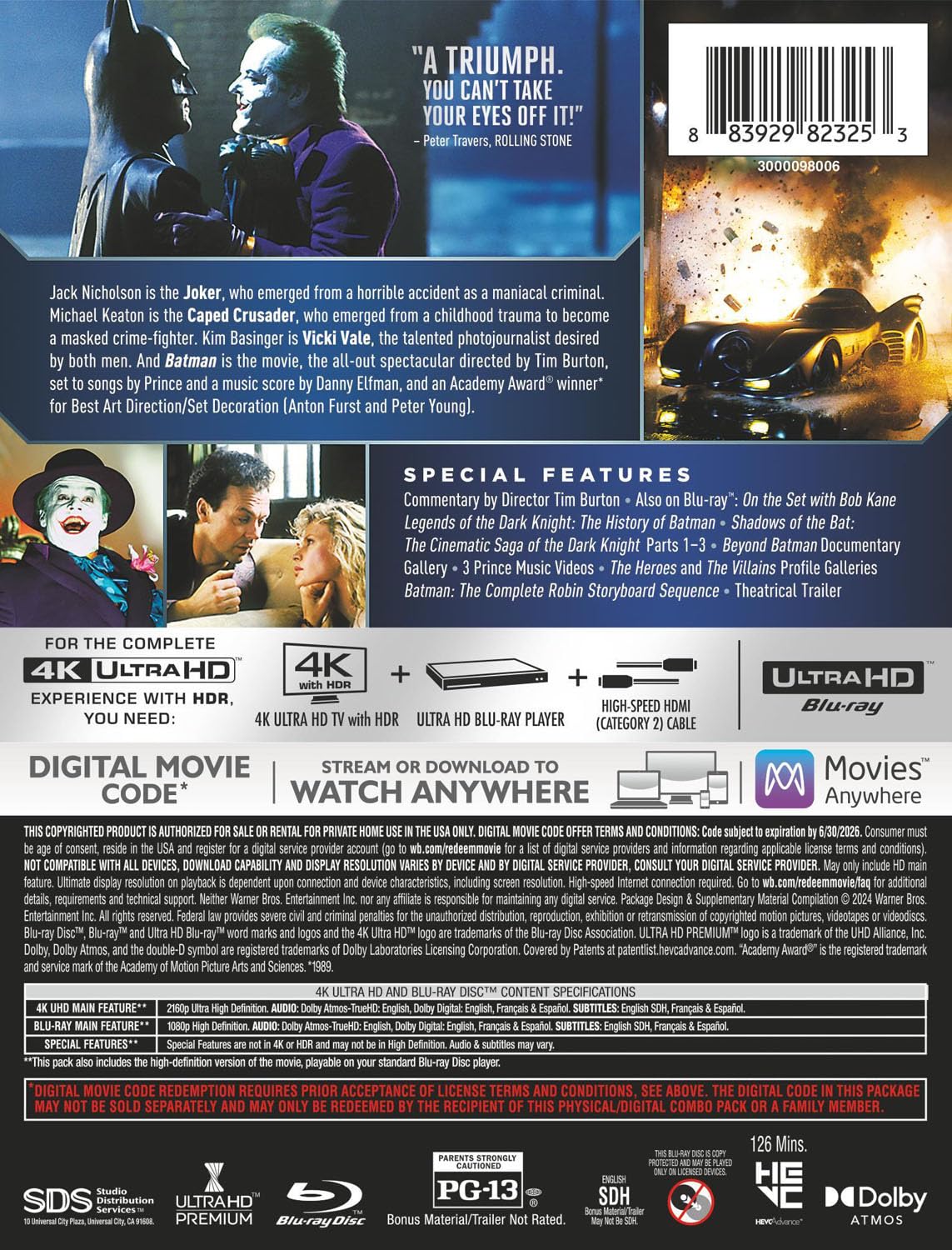 Batman (1989) Steelbook [4K Ultra HD + Blu-ray + Digital]