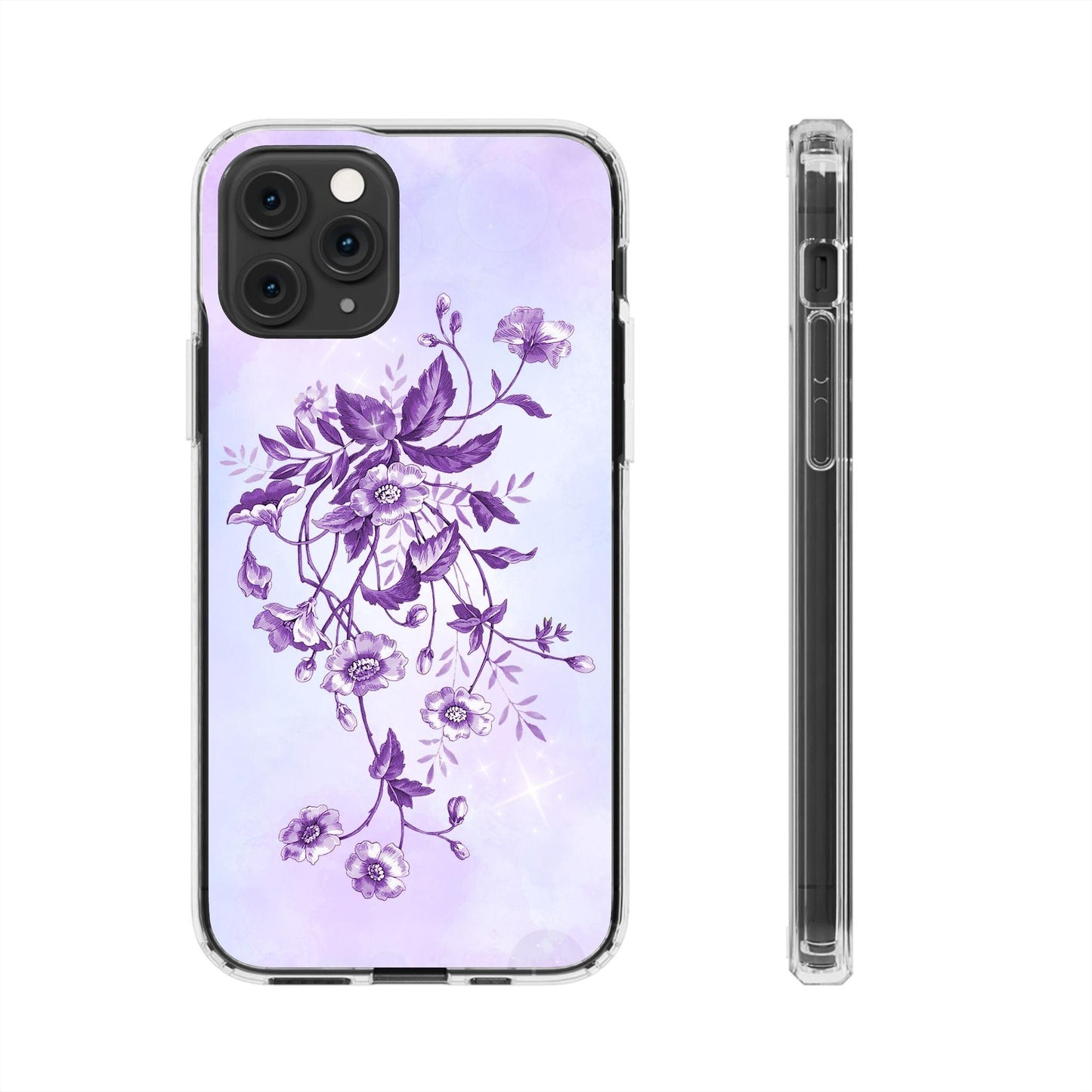 Floral design In Purple Clear Cases