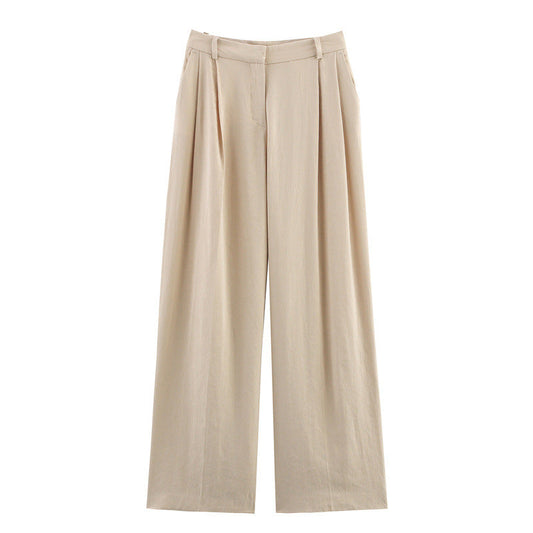 Elegant and Loose Women's Suit Jacket and Wide Leg Pants Style