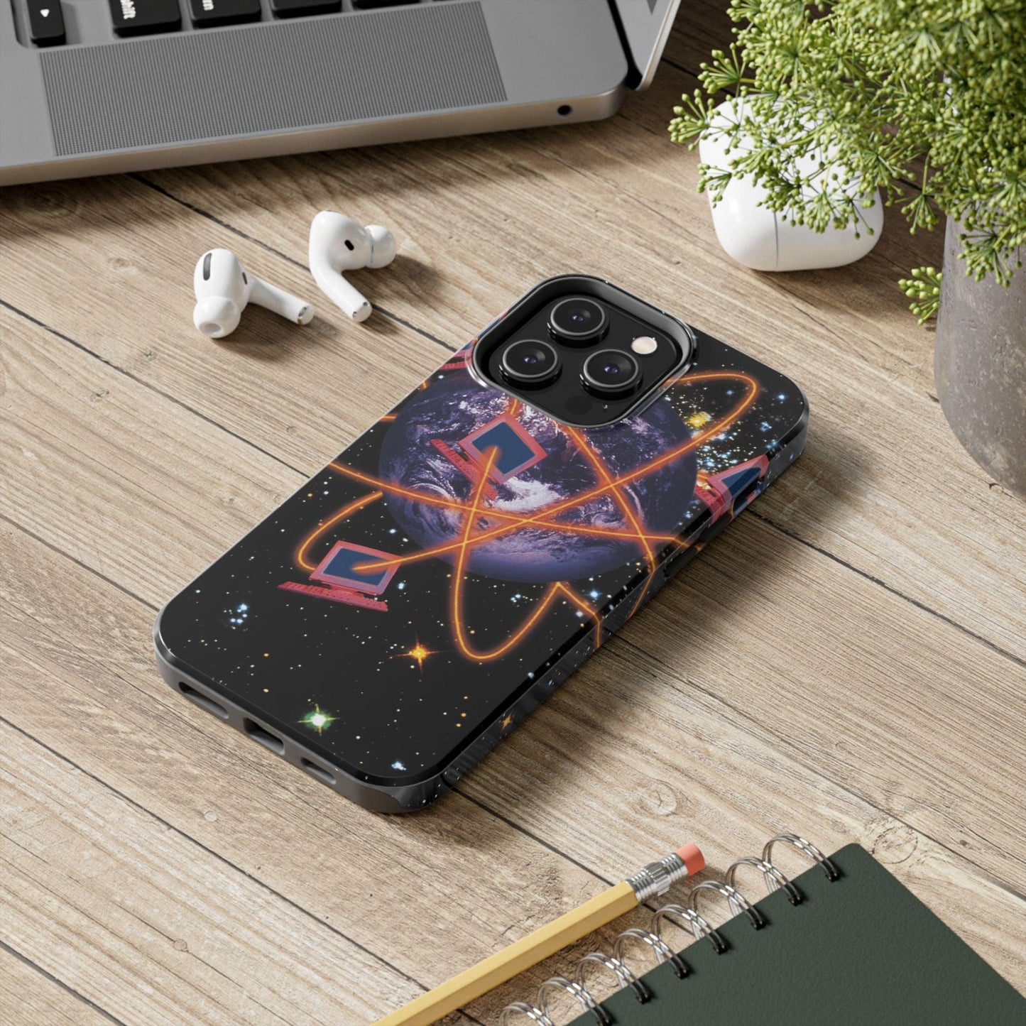 Computer Galaxy Printed With Orbiting Tough Phone Cases