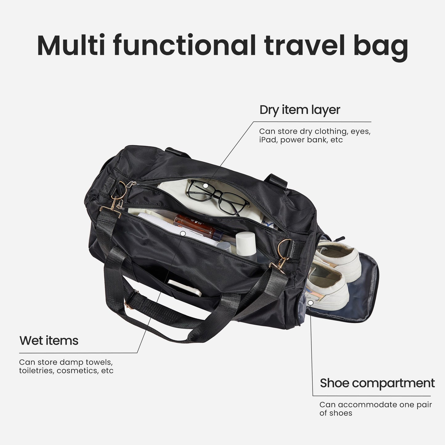 Luggage Set 4 pcs (20"/24"/29"/Travel Bag), PC+ABS Durable Lightweight Luggage with Collapsible Cup Holder TSA Lock, Yellow