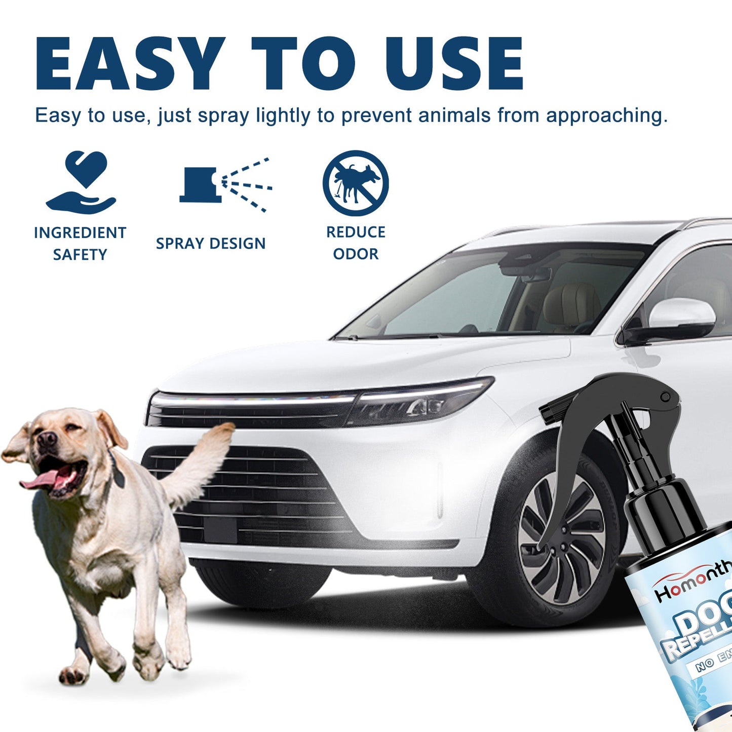 Car Tire Safety Dog Repellent Spray, Tire Protection Portable And Effective Animal Repellent