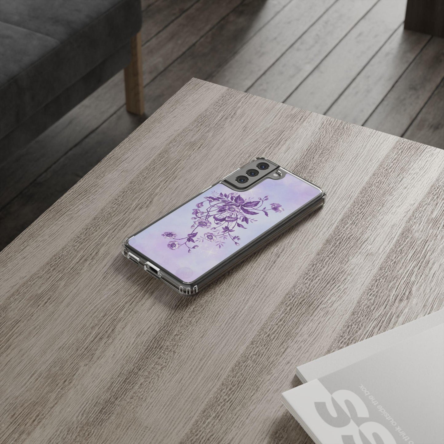 Floral design In Purple Clear Cases