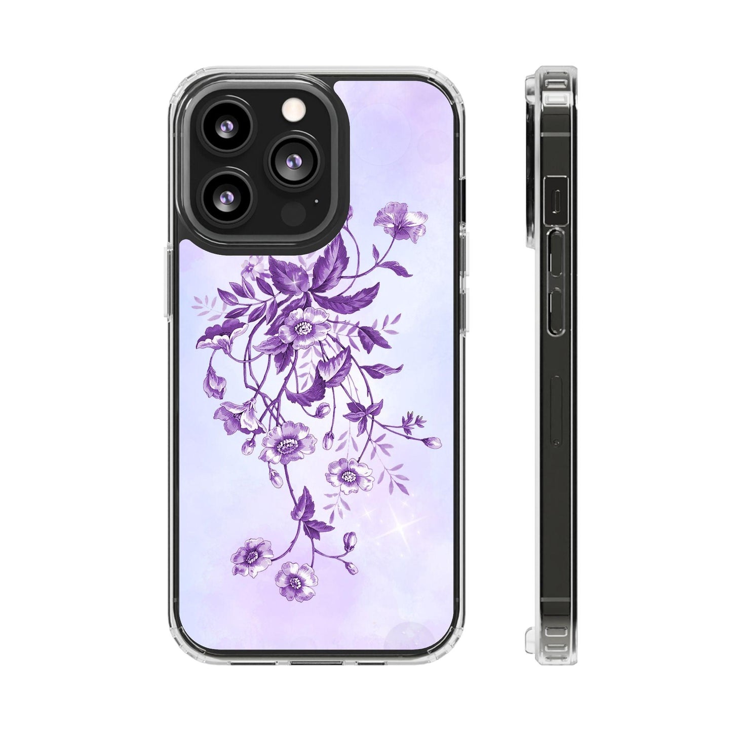 Floral design In Purple Clear Cases