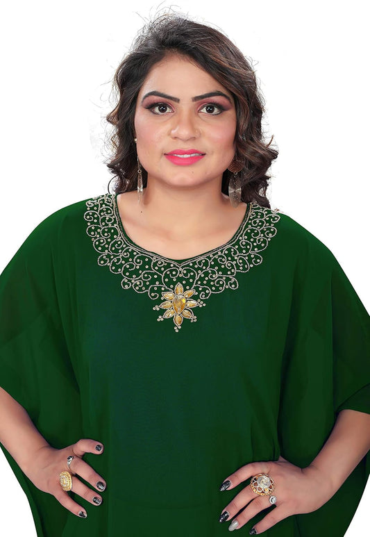 Elegant Hand-Embroidered Georgette Chiffon Kaftan