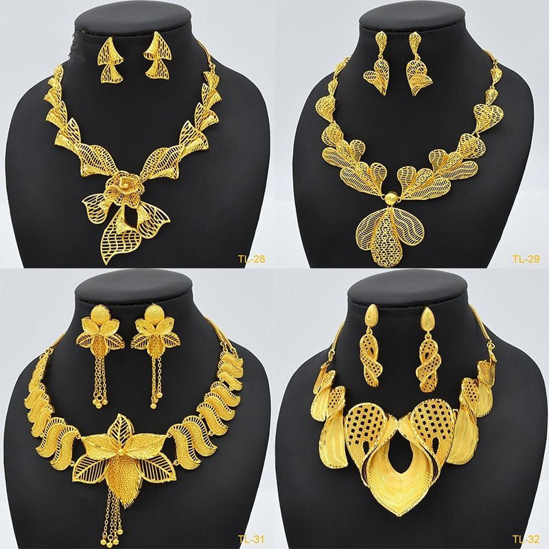 Gold Flower Jewelry Set