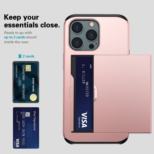 Applicable iphone 14 phone case Apple 13 slider insert card 2 in 1 anti-drop 12Pro wallet case XR