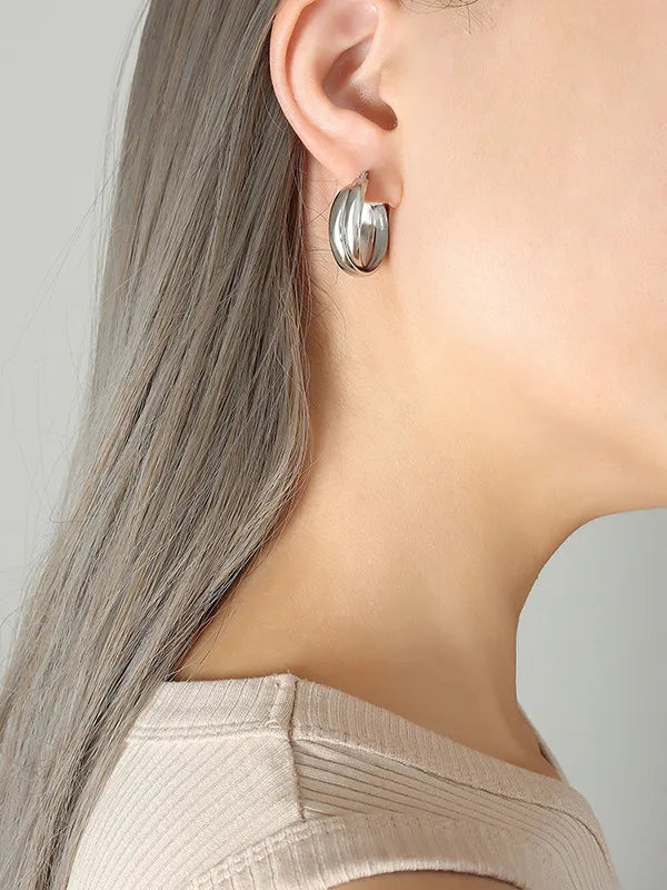 Double U-shaped earrings with titanium personalized earrings for women