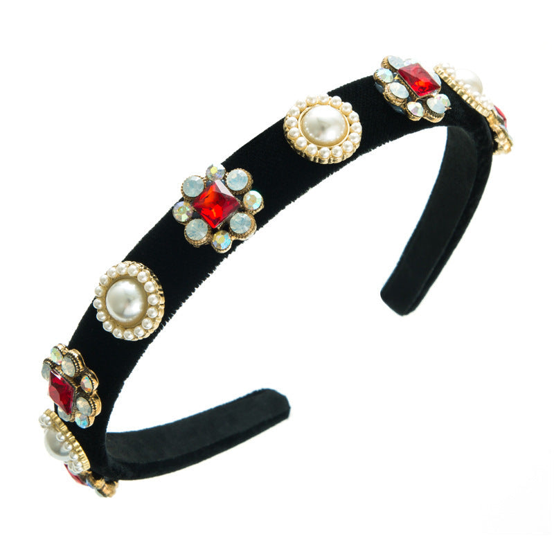 Baroque Court Diamond Tapered Headband Retro Style Premium Hair Ornament