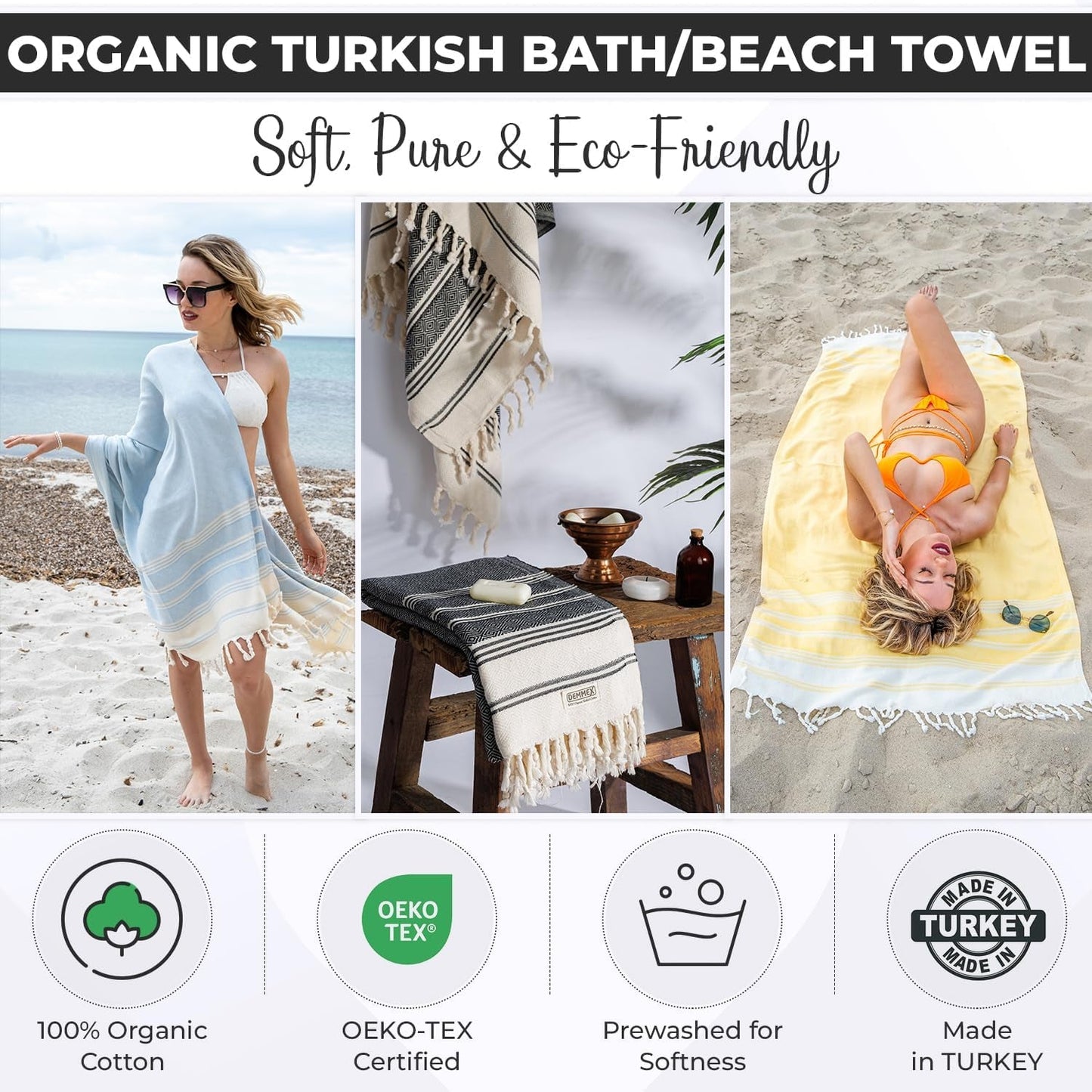 Indulge in the Luxury of 100% Certified Organic Turkish Cotton Towels
