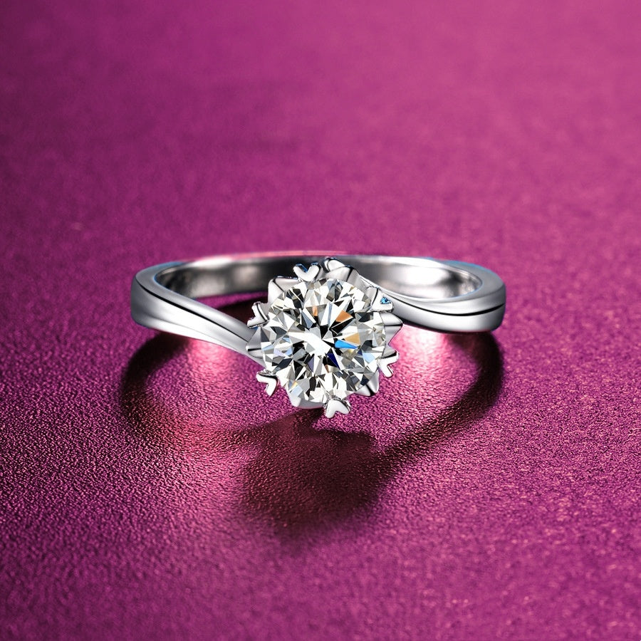 925 Silver Eight Hearts Eight Arrows Diamond Ring