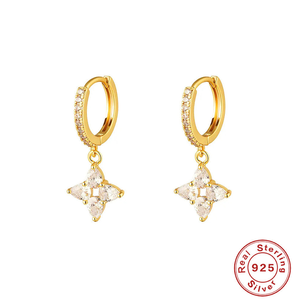 S925 Flowers Water Drop Earrings