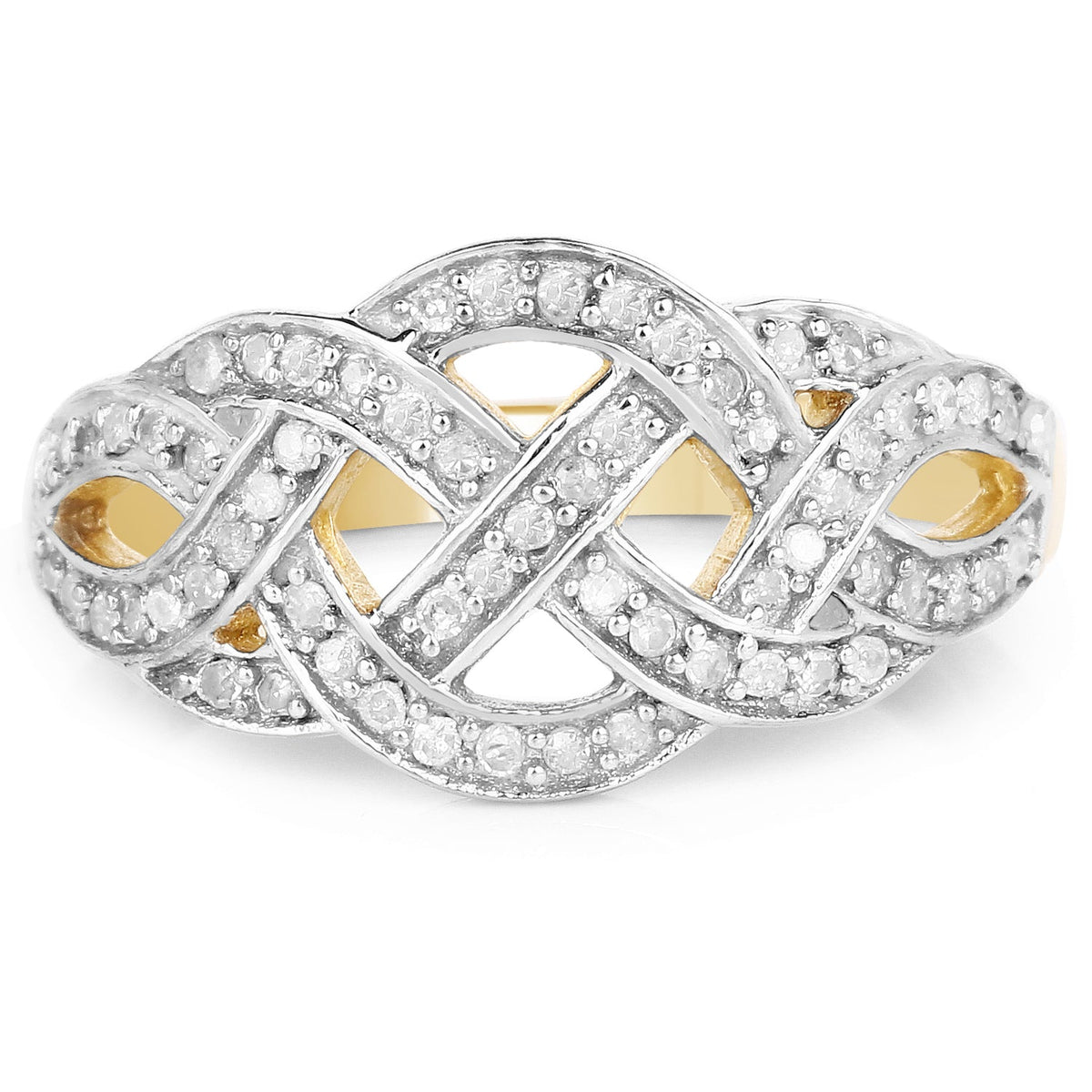 14K Yellow Gold Plated 0.26 Carat Genuine White Diamond .925 Sterling Silver Ring
