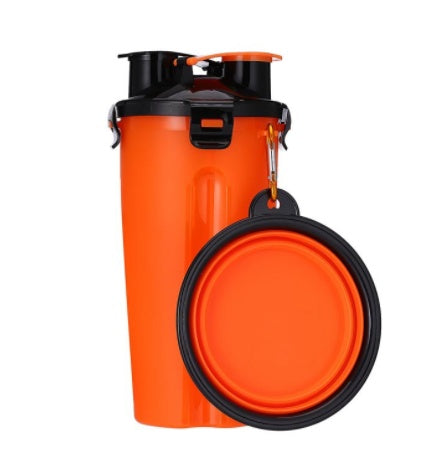 2-in-1 Pet Water Bottle Dispenser with Silicone Bowl