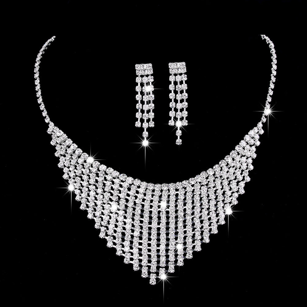 Rhinestone Water Drop Jewelry Set