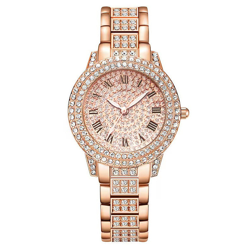 Women's Diamond Roman Quartz Watch Set