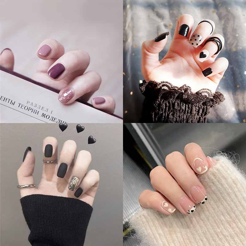 Fashionable Blue and Graffiti Pattern Fake Nails