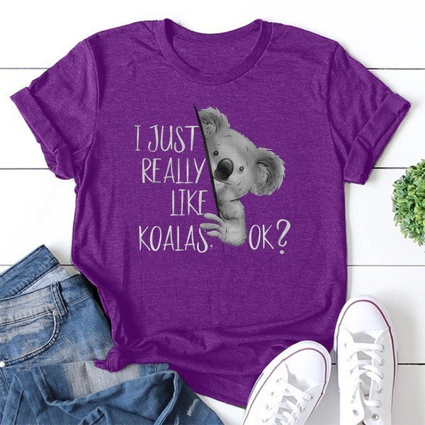 Koala Pattern Printed Short Sleeve