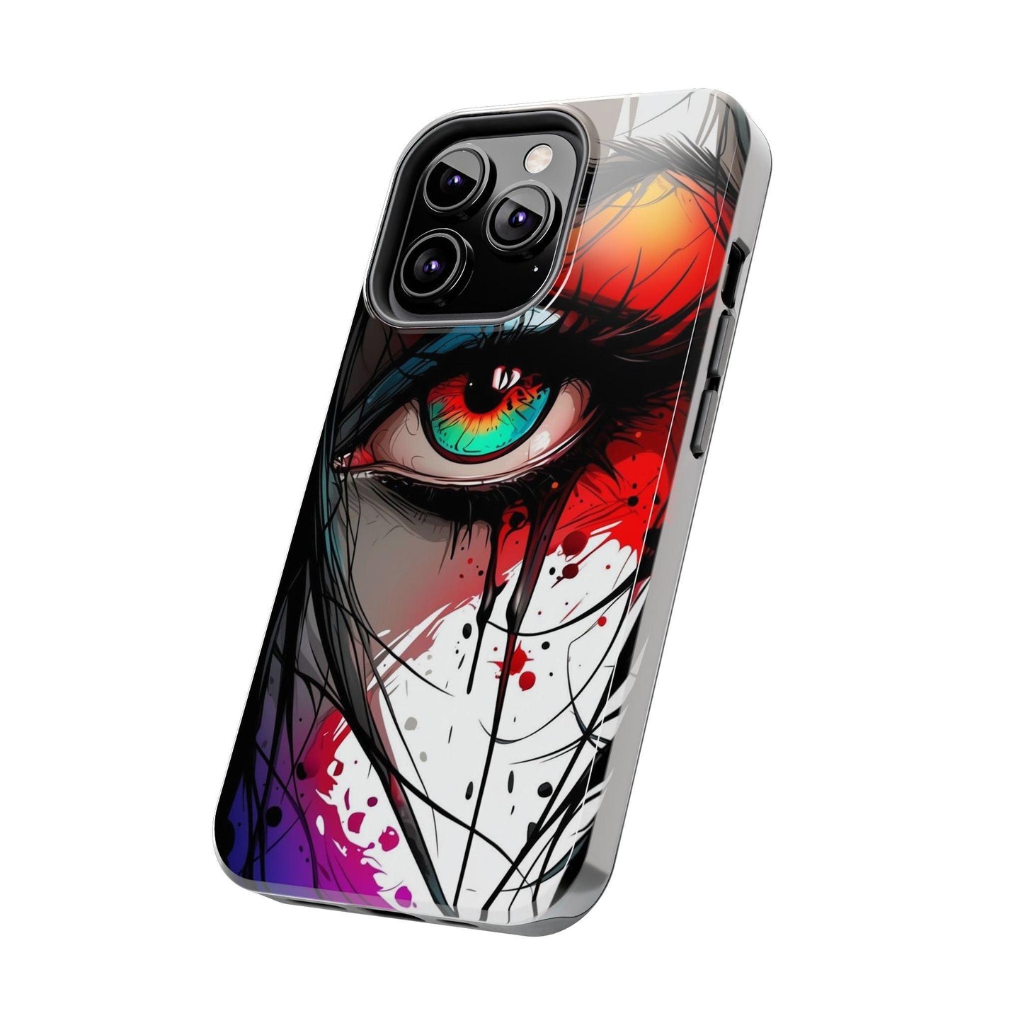 Girl Colorful Eye Painted Printed Tough Phone Case for iPhone & Samsung Galaxy - Artistic & Vibrant Design