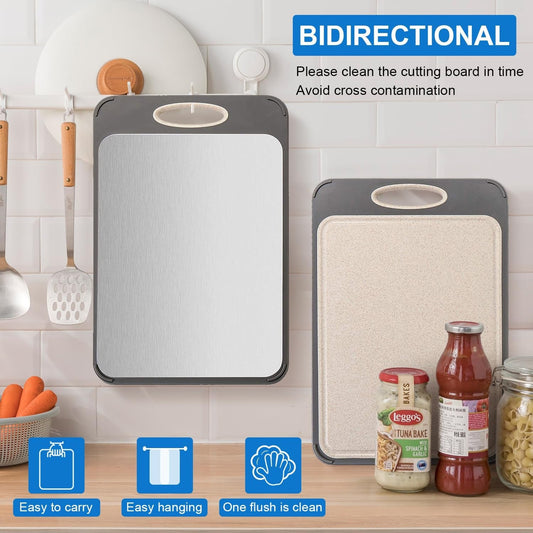 Double sided plastic stainless steel cutting board for household kitchen wheat straw PP cutting board cutting board