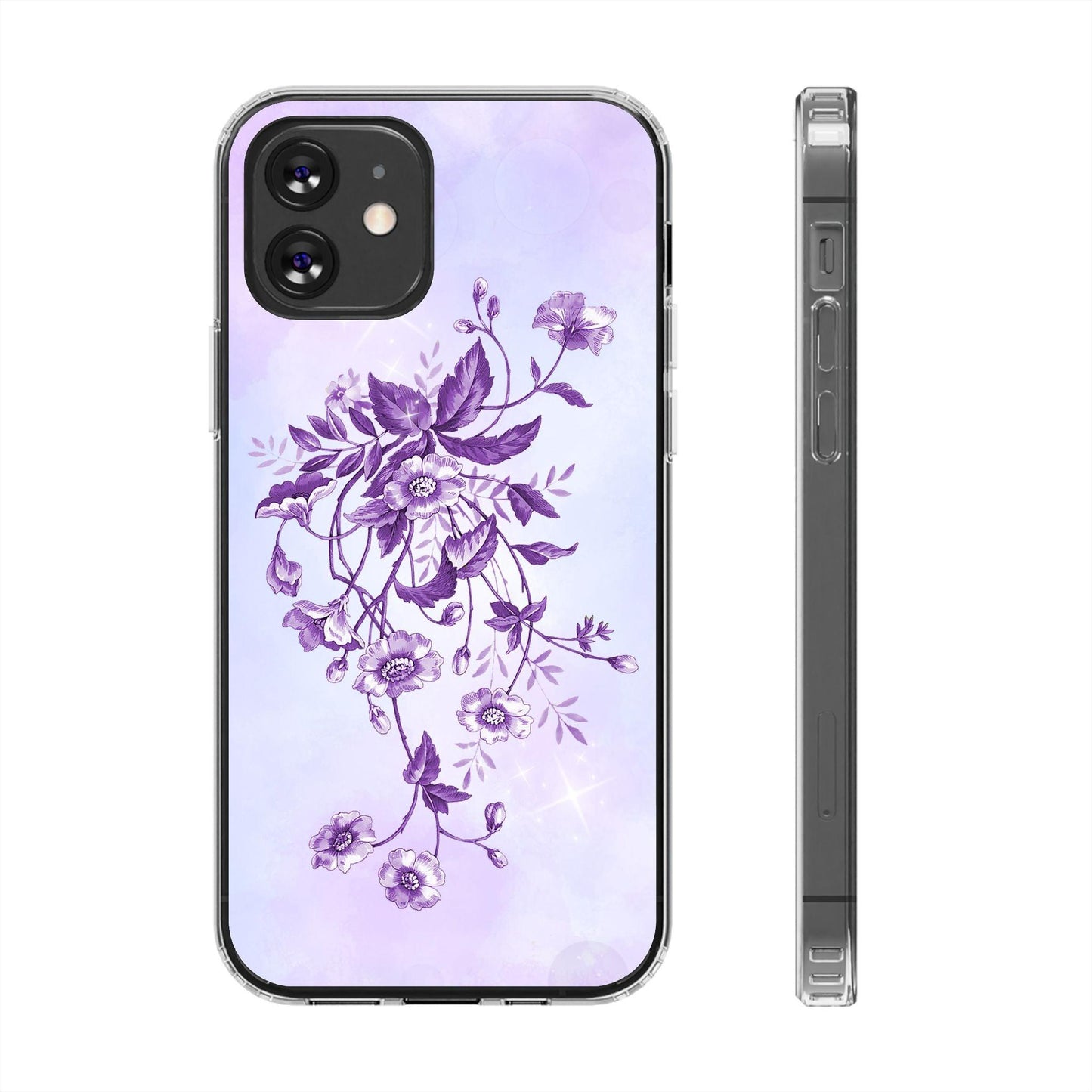 Floral design In Purple Clear Cases
