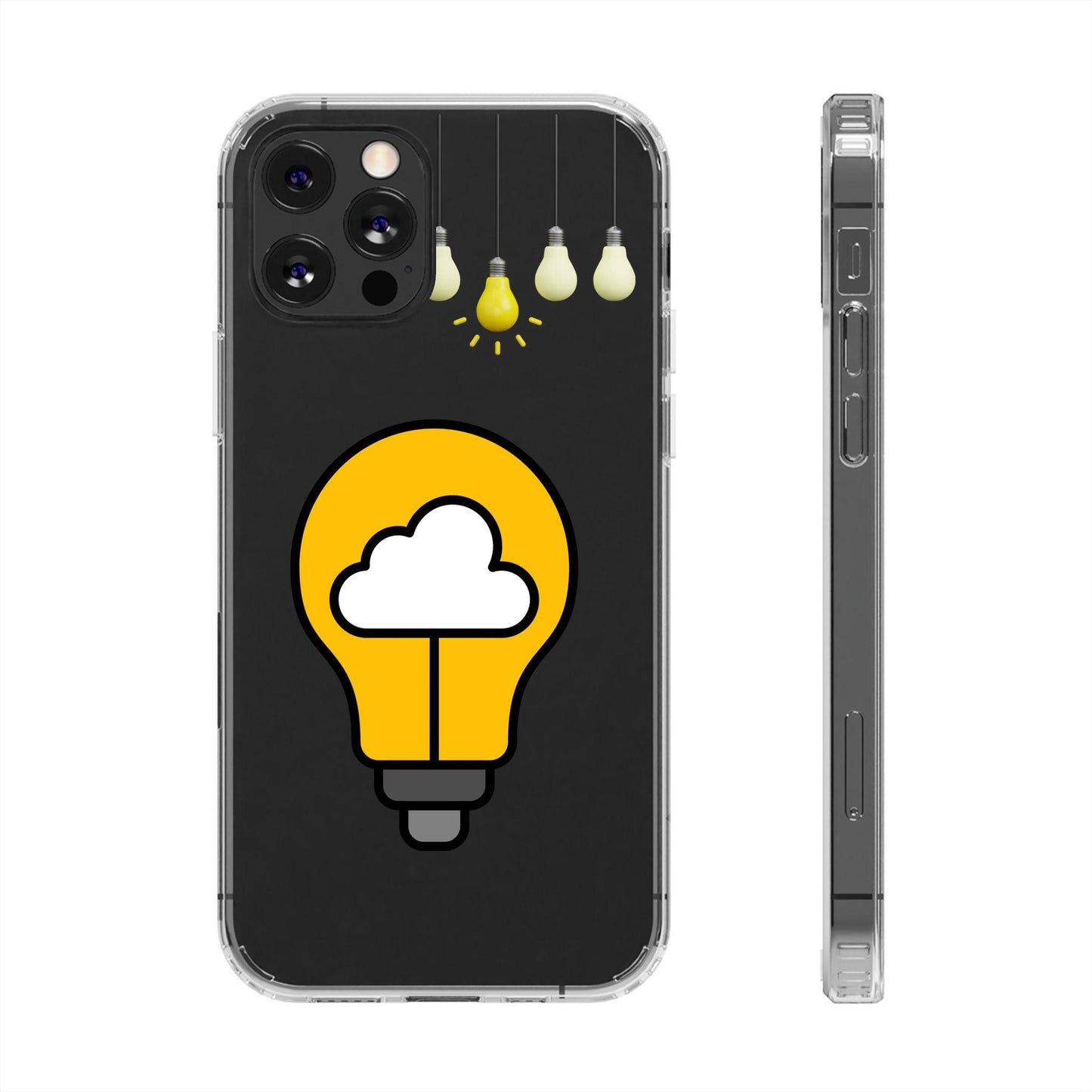 Clear Cases Bulbs with Light Representing Ideas